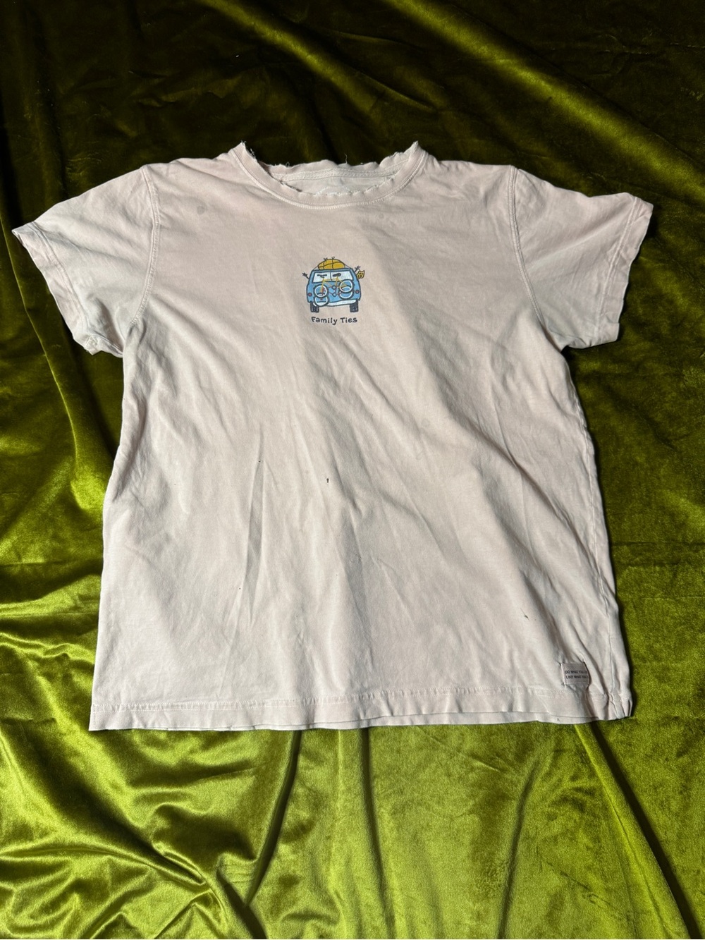 Life Is Good Light Peach Tee with Blue and Yellow Van Graphic